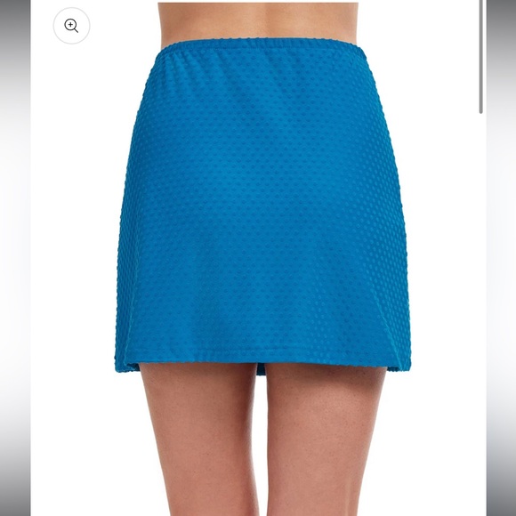 GOTTEX DAY DREAM TEXTURED COVER UP MINI SKIRT WITH SLIT Sea Breeze Blue - Picture 2 of 7